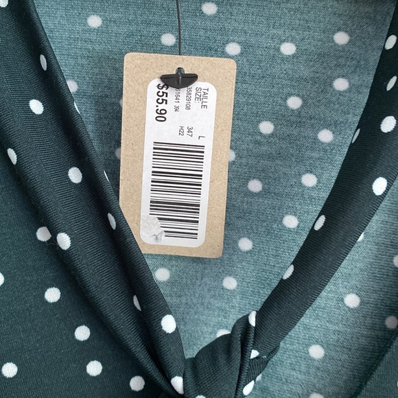 CLEARANCE!! RW & Co hunter green polka dot blouse - Picture 3 of 9